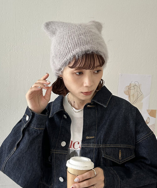 DISCOAT（ディスコート）の「ブラッシングスクエアビーニー（ニットキャップ/ビーニー・レディース・アイボリー/ライトグレー・FREE）」の17枚目の写真