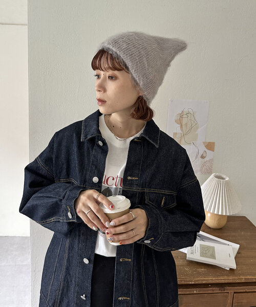 DISCOAT（ディスコート）の「ブラッシングスクエアビーニー（ニットキャップ/ビーニー・レディース・アイボリー/ライトグレー・FREE）」の19枚目の写真