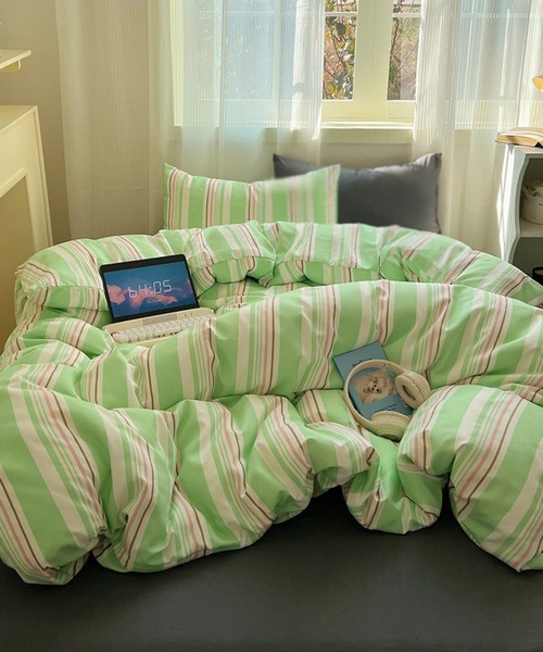 【セール】【 somni / ソニ 】 寝具4点セット バイカラー ストライプ シングル ベッドカバー 枕カバー（寝具）｜CERCA（チェルカ）