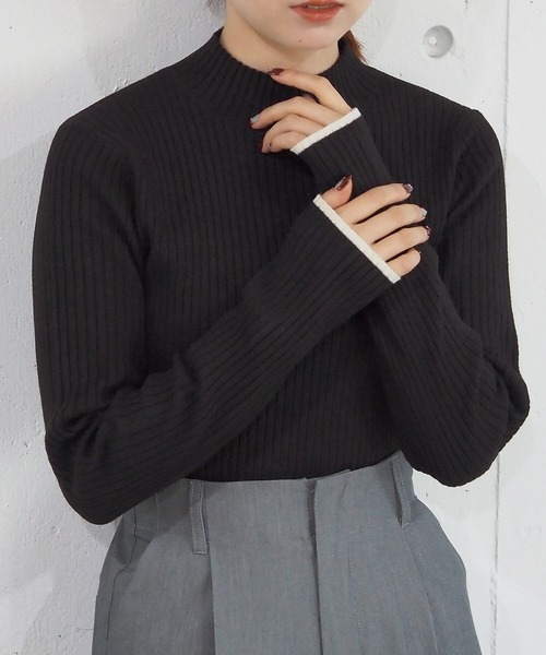 tiptop（ティップトップ）の「リブハイネックニットプルオーバー（ニット/セーター・レディース・ダークブルー/ホワイト系その他/レッド/ブラック/オフホワイト/ブラック系その他/チャコールグレー/ブルー・FREE）」の5枚目の写真