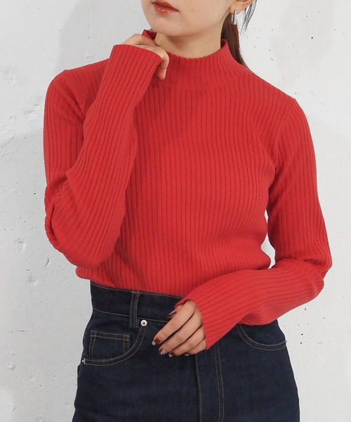 tiptop（ティップトップ）の「リブハイネックニットプルオーバー（ニット/セーター・レディース・ダークブルー/ホワイト系その他/レッド/ブラック/オフホワイト/ブラック系その他/チャコールグレー/ブルー・FREE）」の8枚目の写真