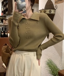 ダブルボタンポロニットプルオーバー