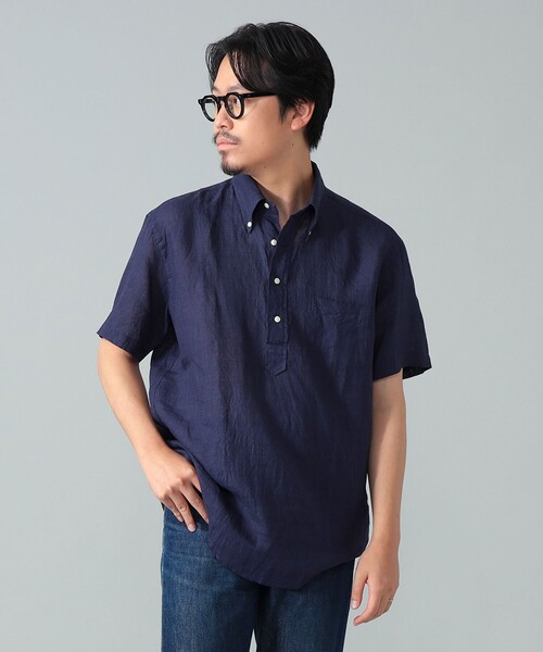 BEAMS F(ビームスエフ)の「【別注】Brooks Brothers / リネン ソリッド ショートスリーブ プルオーバー ボタンダウン シャツ(シャツ/ブラウス・メンズ・ベージュ/ブラック系その他4/ホワイト/ブラウン系その他5/ネイビー・SMALL/LARGE/MEDIUM)」の5枚目の写真