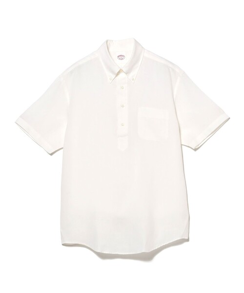 BEAMS F(ビームスエフ)の「【別注】Brooks Brothers / リネン ソリッド ショートスリーブ プルオーバー ボタンダウン シャツ(シャツ/ブラウス・メンズ・ベージュ/ブラック系その他4/ホワイト/ブラウン系その他5/ネイビー・SMALL/LARGE/MEDIUM)」の6枚目の写真