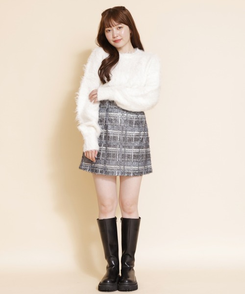 REDYAZEL（レディアゼル）の「ファンシーチェックミニスカート（スカート・レディース・ブラック/ベージュ/ボルドー・SMALL/MEDIUM）」の2枚目の写真