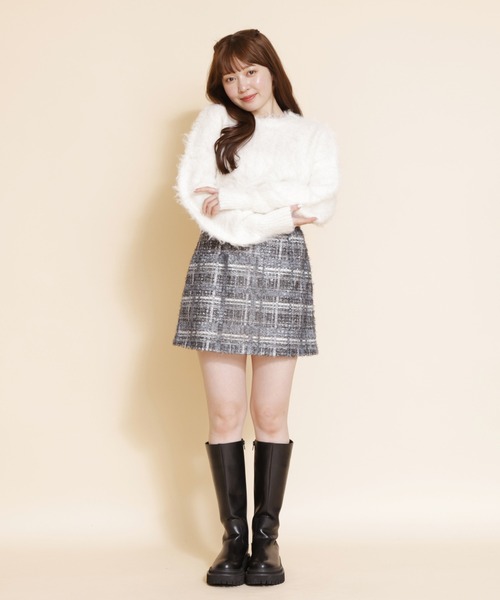 REDYAZEL（レディアゼル）の「ファンシーチェックミニスカート（スカート・レディース・ブラック/ベージュ/ボルドー・SMALL/MEDIUM）」の4枚目の写真