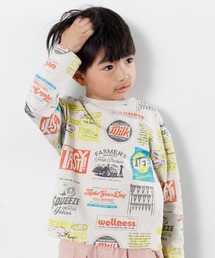 MAKE YOUR DAY | レトロステッカー総柄長袖Tシャツ■80～140cm(Tシャツ/カットソー)