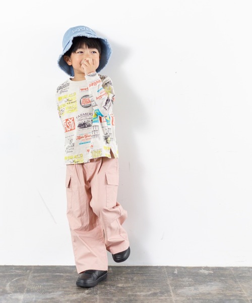 MAKE YOUR DAY（メイクユアデイ）の「レトロステッカー総柄長袖Tシャツ■80～140cm（Tシャツ/カットソー・キッズ・ベージュ/オフホワイト・80/90/100/110/120/130/140）」の7枚目の写真