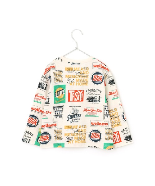 MAKE YOUR DAY（メイクユアデイ）の「レトロステッカー総柄長袖Tシャツ■80～140cm（Tシャツ/カットソー・キッズ・ベージュ/オフホワイト・80/90/100/110/120/130/140）」の12枚目の写真