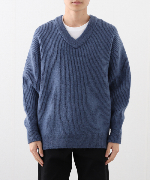 JOURNAL STANDARD（ジャーナルスタンダード）の「LUCEBER / ルースバー Vネックエルボーパッチセーター（ニット/セーター・メンズ・ブラック/ブラウン系その他/ライトブルー・MEDIUM/LARGE）」の15枚目の写真