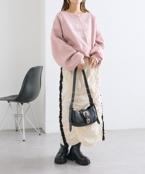 w closet（ダブルクローゼット）の「サイドラインフリルスカート（スカート・レディース・ブラック/アイボリー/ボルドー・FREE）」の10枚目の写真