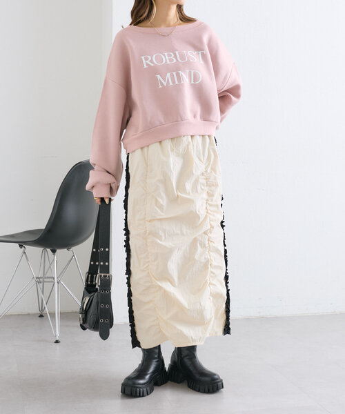 w closet（ダブルクローゼット）の「サイドラインフリルスカート（スカート・レディース・ブラック/アイボリー/ボルドー・FREE）」の13枚目の写真