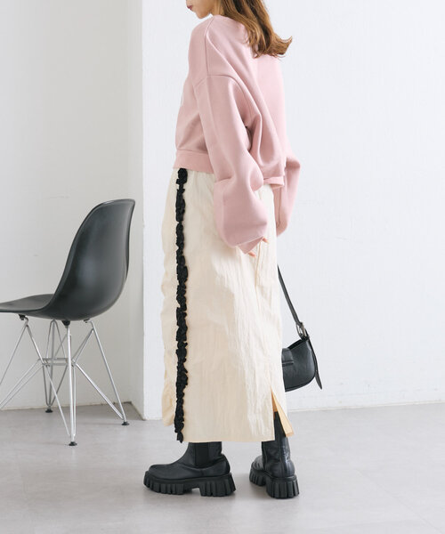 w closet（ダブルクローゼット）の「サイドラインフリルスカート（スカート・レディース・ブラック/アイボリー/ボルドー・FREE）」の16枚目の写真