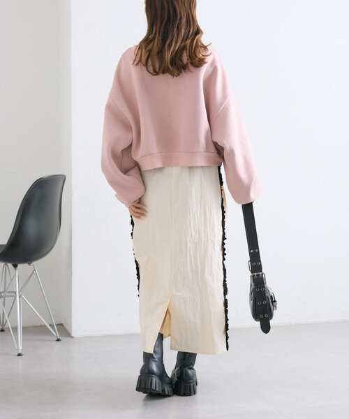 w closet（ダブルクローゼット）の「サイドラインフリルスカート（スカート・レディース・ブラック/アイボリー/ボルドー・FREE）」の17枚目の写真