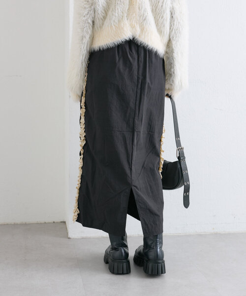 w closet（ダブルクローゼット）の「サイドラインフリルスカート（スカート・レディース・ブラック/アイボリー/ボルドー・FREE）」の22枚目の写真