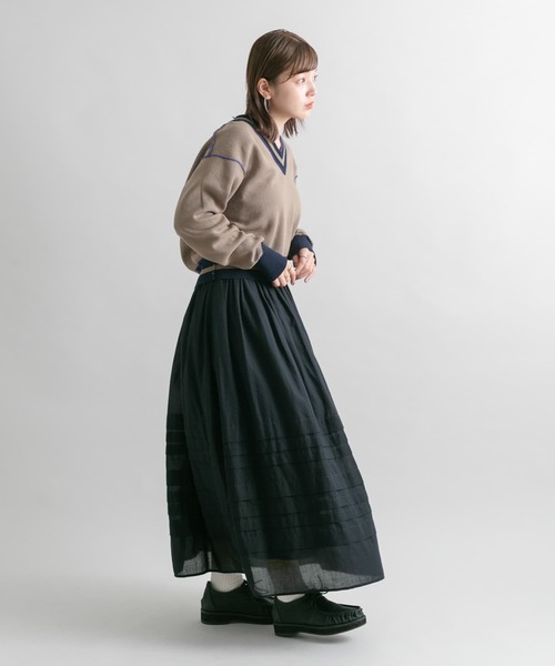 KBF（ケイビーエフ）の「ボリュームタックスカート（スカート・レディース・ブラック/オフホワイト・ONE）」の7枚目の写真