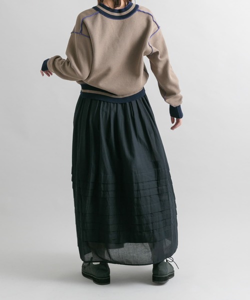 KBF（ケイビーエフ）の「ボリュームタックスカート（スカート・レディース・ブラック/オフホワイト・ONE）」の8枚目の写真