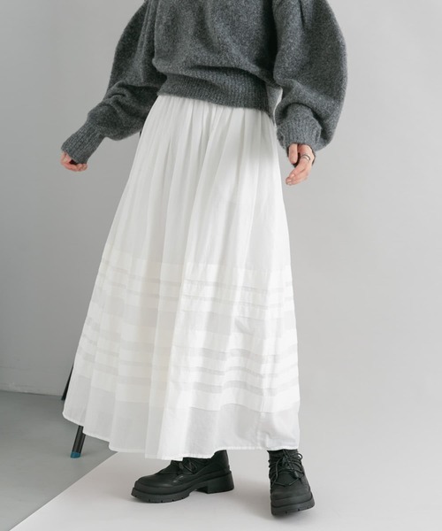 KBF（ケイビーエフ）の「ボリュームタックスカート（スカート・レディース・ブラック/オフホワイト・ONE）」の12枚目の写真