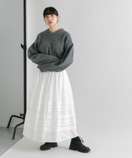 KBF（ケイビーエフ）の「ボリュームタックスカート（スカート・レディース・ブラック/オフホワイト・ONE）」の14枚目の写真