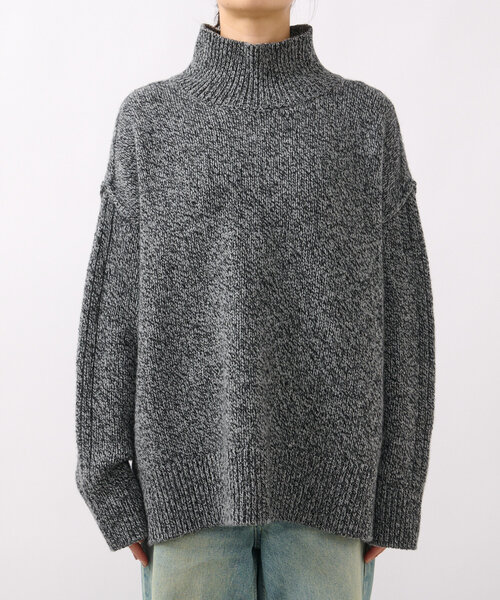 MARK&LONA オーバーニット　ミックスヤーンタートル　ニット　高級品 暖かな素材感/リバイバル】MIXヤーンタートルニット（ニット/セーター