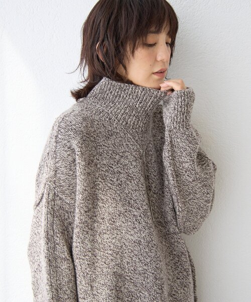 RIVE DROITE（リヴドロワ）の「【暖かな素材感/リバイバル】MIXヤーンタートルニット（ニット/セーター・レディース・ホワイト系その他/チャコールグレー/ブラウン/サックスブルー・FREE）」の14枚目の写真