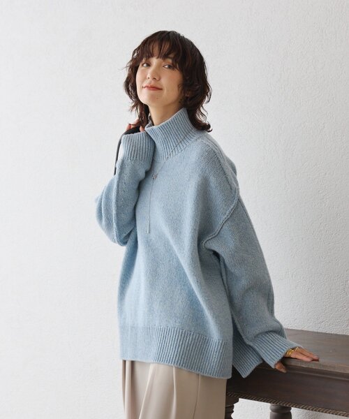 RIVE DROITE（リヴドロワ）の「【暖かな素材感/リバイバル】MIXヤーンタートルニット（ニット/セーター・レディース・ホワイト系その他/チャコールグレー/ブラウン/サックスブルー・FREE）」の21枚目の写真