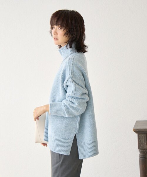 RIVE DROITE（リヴドロワ）の「【暖かな素材感/リバイバル】MIXヤーンタートルニット（ニット/セーター・レディース・ホワイト系その他/チャコールグレー/ブラウン/サックスブルー・FREE）」の7枚目の写真