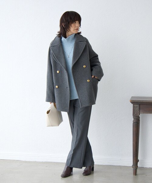 RIVE DROITE（リヴドロワ）の「【暖かな素材感/リバイバル】MIXヤーンタートルニット（ニット/セーター・レディース・ホワイト系その他/チャコールグレー/ブラウン/サックスブルー・FREE）」の9枚目の写真