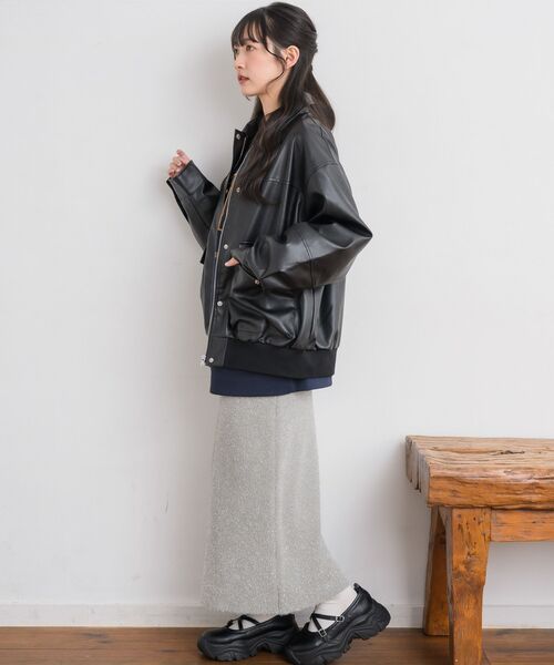 RETRO GIRL（レトロガール）の「Fレザーブルゾン（ブルゾン・レディース・ブラック/チャコールグレー/ブラウン・FREE）」の7枚目の写真
