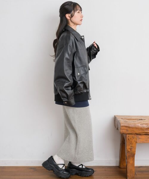 RETRO GIRL（レトロガール）の「Fレザーブルゾン（ブルゾン・レディース・ブラック/チャコールグレー/ブラウン・FREE）」の9枚目の写真