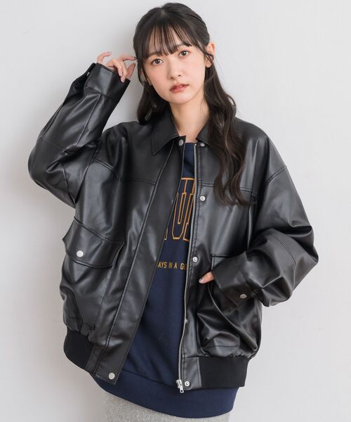 RETRO GIRL（レトロガール）の「Fレザーブルゾン（ブルゾン・レディース・ブラック/チャコールグレー/ブラウン・FREE）」の10枚目の写真