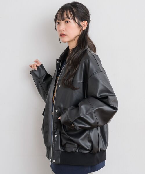 RETRO GIRL（レトロガール）の「Fレザーブルゾン（ブルゾン・レディース・ブラック/チャコールグレー/ブラウン・FREE）」の11枚目の写真