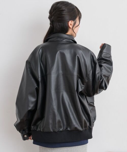 RETRO GIRL（レトロガール）の「Fレザーブルゾン（ブルゾン・レディース・ブラック/チャコールグレー/ブラウン・FREE）」の12枚目の写真