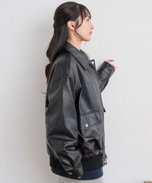 RETRO GIRL（レトロガール）の「Fレザーブルゾン（ブルゾン・レディース・ブラック/チャコールグレー/ブラウン・FREE）」の13枚目の写真