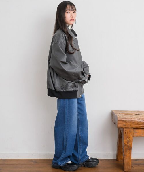 RETRO GIRL（レトロガール）の「Fレザーブルゾン（ブルゾン・レディース・ブラック/チャコールグレー/ブラウン・FREE）」の17枚目の写真