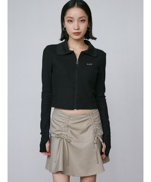 EMODA（エモダ）の「ギャザーリボンフレアスカート（スカート・レディース・ベージュ/ブラック/グレー・SMALL/MEDIUM）」の5枚目の写真