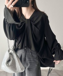 ACNE - アクネ ボウタイリボン シアーブラウス 長袖 黒 ブラック サイズ34 S 春夏 アクネ ボウタイリボン シアーブラウス 長袖 黒 ブラック サイズ
