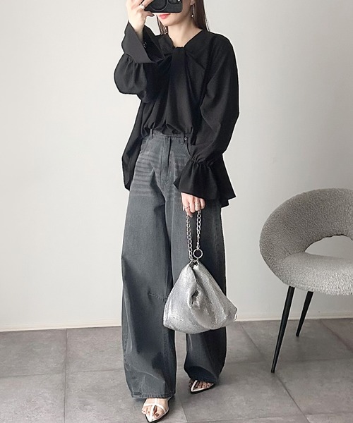 classicalelf(クラシカルエルフ)の「大人可愛い。前後2wayツイストデザインキャンディスリーブブラウス(長袖)(シャツ/ブラウス・レディース・ブラック/ピンクベージュ/オフホワイト・LARGE/MEDIUM/SMALL/X-LARGE)」の20枚目の写真