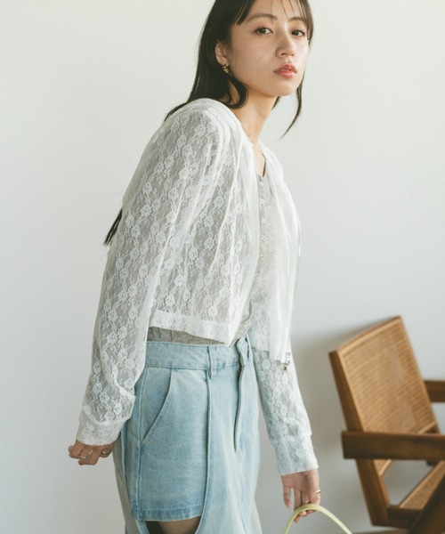 VANNIE U（ヴァニーユー）の「シアーレースフーディー/ジップパーカー（パーカー・レディース・アイボリー/ブラック・FREE）」の18枚目の写真