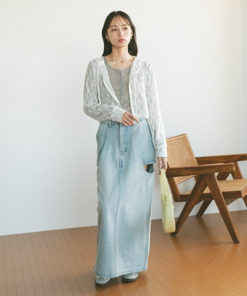 VANNIE U（ヴァニーユー）の「シアーレースフーディー/ジップパーカー（パーカー・レディース・アイボリー/ブラック・FREE）」の12枚目の写真