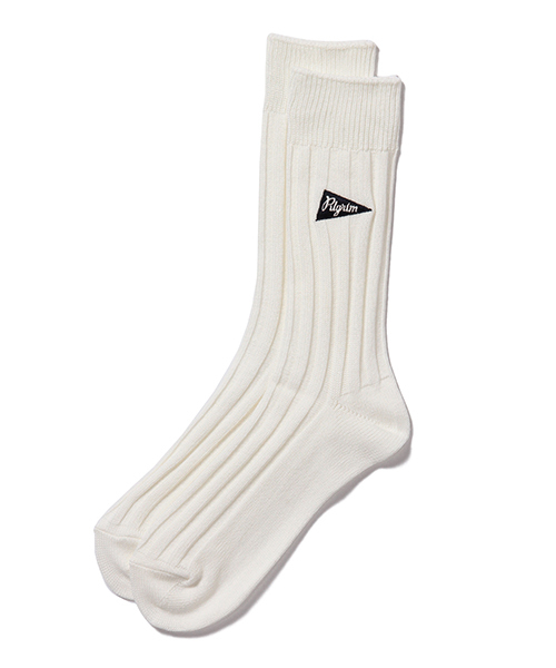 Pilgrim Surf Supply(ピルグリムサーフサプライ)の「Pilgrim Surf+Supply / Emboss Crew Socks(ソックス/靴下・メンズ・ホワイト/ライトグレー/グリーン/ブルー/ネイビー・ONE SIZE)」の1枚目の写真