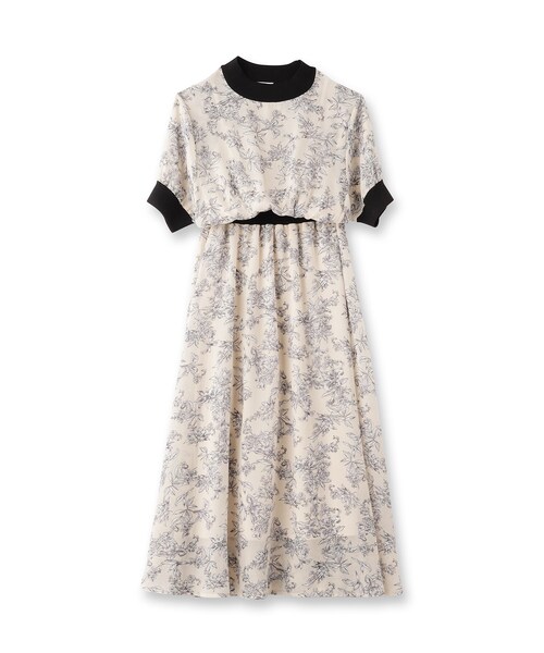 DRESSTERIOR（ドレステリア）の「【大人百花春号掲載 モデル美香さん着用】シアーフラワープリントハーフスリーブワンピース（ワンピース・レディース・ベージュ系その他3/ブラック系・36/34/38）」の3枚目の写真