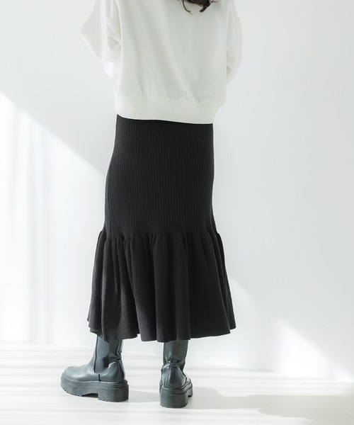 coca（coca）（コカ）の「リブニット裾フレアスカート（スカート・レディース・グレー/ブラック・M/L）」の4枚目の写真