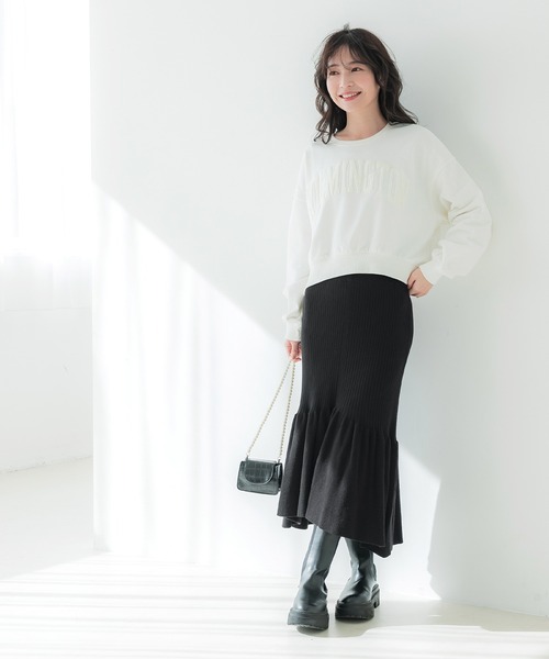 coca（coca）（コカ）の「リブニット裾フレアスカート（スカート・レディース・グレー/ブラック・M/L）」の5枚目の写真