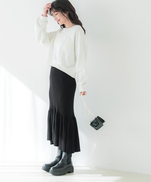 coca（coca）（コカ）の「リブニット裾フレアスカート（スカート・レディース・グレー/ブラック・M/L）」の7枚目の写真