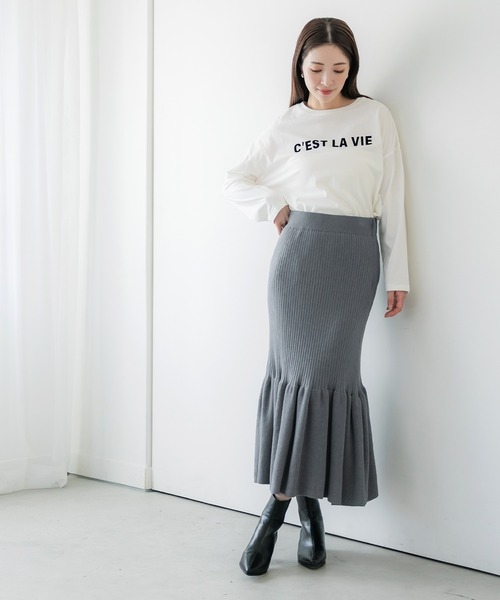 coca（coca）（コカ）の「リブニット裾フレアスカート（スカート・レディース・グレー/ブラック・M/L）」の15枚目の写真