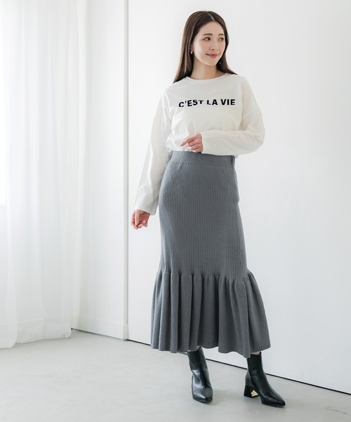 coca（coca）（コカ）の「リブニット裾フレアスカート（スカート・レディース・グレー/ブラック・M/L）」の17枚目の写真