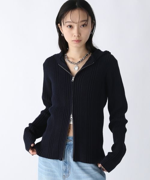 JEANASIS（ジーナシス）の「ランダムリブWZIPフーディ/323110