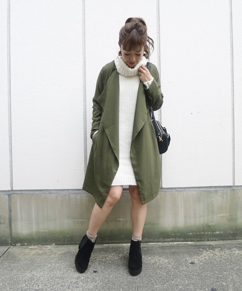 Chico（チコ）の「【who's who Chico】ドレープ衿ロングコート（トレンチコート・レディース・カーキ/ベージュ/ブラック・FREE）」の15枚目の写真