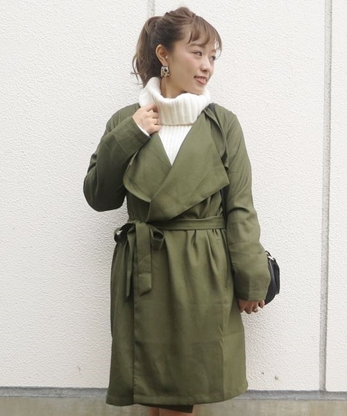 Chico（チコ）の「【who's who Chico】ドレープ衿ロングコート（トレンチコート・レディース・カーキ/ベージュ/ブラック・FREE）」の16枚目の写真